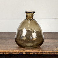 9.25" BROWN ARTISAN GLASS VASE
