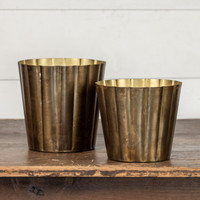 7" GOLD RIBBED PLANTER