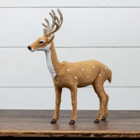 15.25" FUR DEER W/ GLITTERED ANTLERS