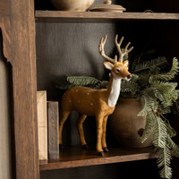 15.25" FUR DEER W/ GLITTERED ANTLERS