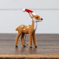 FESTIVE FUR DEER ORNAMENT