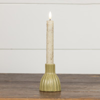 GREEN RIBBED CERAMIC TAPER CANDLESTICK