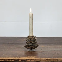 BRONZE PINECONE TAPER CANDLE HOLDER