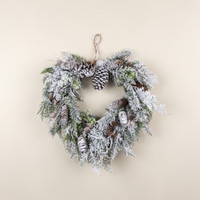 21" SNOWY CEDAR W/ MIXED PINECONES HANGING WREATH