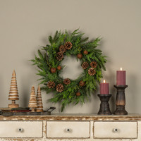 24" SOFT TOUCH PINE & CEDAR W/ AGED BELLS WREATH