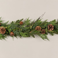 5' SOFT TOUCH PINE & CEDAR W/ AGED BELLS GARLAND