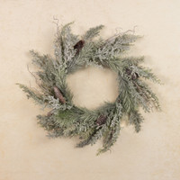 24" GLITTERED PINE W/ FERN WREATH