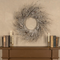 28" SNOWY TWIG W/ PINECONE WREATH