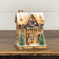LIGHTED WOOD SKI LODGE