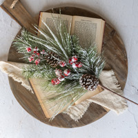 28" FROSTED PINE, BERRIES & PINECONES PICK