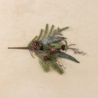 15" ICED FOREST FOLIAGE W/ BELLS PICK