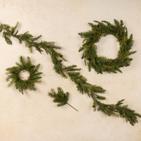 12"  HEMLOCK & DOUGLAS FIR W/ MINI PINECONE CANDLE RING
