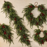 28" PINE, CEDAR & BERRIES HANGING WREATH