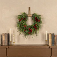 20" PINE, CEDAR & BERRIES HANGING WREATH