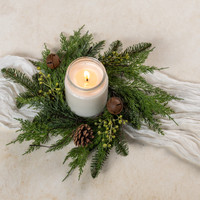 14" SOFT TOUCH PINE & CEDAR W/ AGED BELLS WREATH