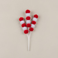 12" RED & WHITE POM POM SPRAY