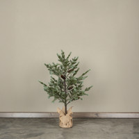 38" ALABASTER PINE TREE W/ BURLAP BASE