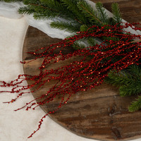 41" RED GLITTERED BRANCH W/ BERRIES