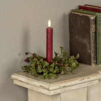 6.75" EVERGREEN W/ SPRIGS TAPER CANDLE RING