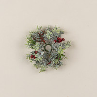 6.5" BOXWOOD & BERRY TAPER CANDLE RING