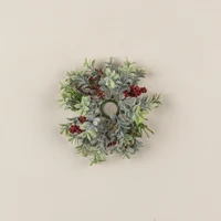 6.5" BOXWOOD & BERRY TAPER CANDLE RING