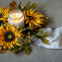 16" AUTUMN SUNFLOWER FIELDS CANDLE RING