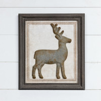 FRAMED DISTRESSED METAL DEER