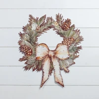 FOREST WREATH W/ BOW METAL WALL PLAQUE
