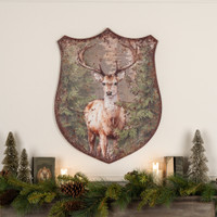 FOREST DEER BADGE METAL WALL PLAQUE