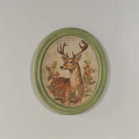 FRAMED HOLIDAY STAG OVAL PRINT