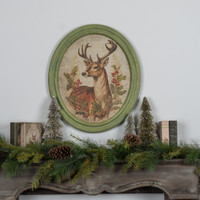 FRAMED HOLIDAY STAG OVAL PRINT