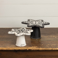 SET/2 BLACK & WHITE SNOWFLAKE CAKE STANDS