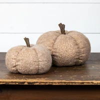 8.25" TAN FABRIC PUMPKIN