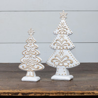 9" WHITE GINGERBREAD TREE