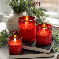 4" RED DOTTED GLASS 3D FLAME CANDLE