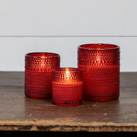 5" RED DOTTED GLASS 3D FLAME CANDLE