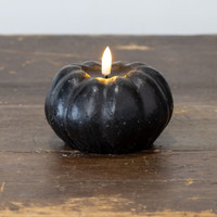 3.5" BLACK 3D FLAME  SHORT PUMPKIN CANDLE