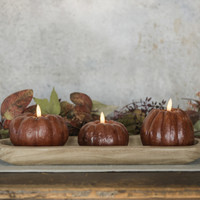 3.5" BRONZE 3D FLAME SHORT PUMPKIN CANDLE