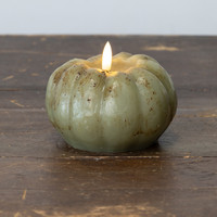 3.5" GREEN 3D FLAME SHORT PUMPKIN CANDLE