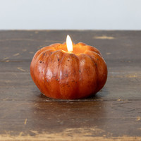 3.5" ORANGE 3D FLAME SHORT PUMPKIN CANDLE