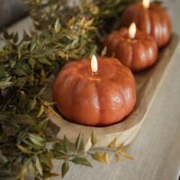 3.5" ORANGE 3D FLAME SHORT PUMPKIN CANDLE