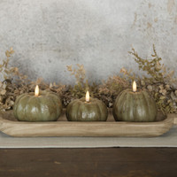 4" GREEN 3D FLAME TALL PUMPKIN CANDLE