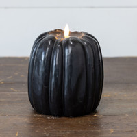 6.5" BLACK 3D FLAME PUMPKIN CANDLE