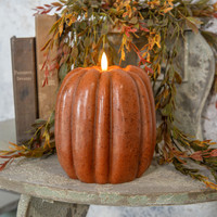 6.5" BRONZE 3D FLAME PUMPKIN CANDLE