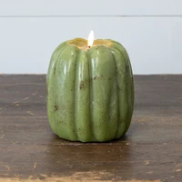 6.5" GREEN 3D FLAME PUMPKIN CANDLE