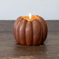 5" BRONZE 3D FLAME PUMPKIN CANDLE
