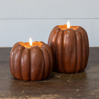 5" BRONZE 3D FLAME PUMPKIN CANDLE