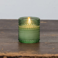 3.25" PINE GREEN DOTTED GLASS 3D FLAME CANDLE