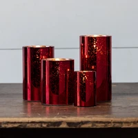 3" RED MERCURY GLASS 3D FLAME CANDLE