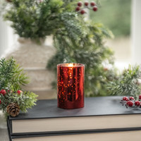 3" RED MERCURY GLASS 3D FLAME CANDLE